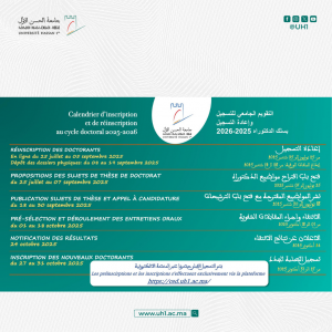 Calendrier d’inscription et de réinscription au cycle doctoral- UH1