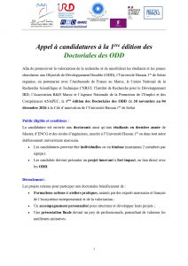 Appel à candidatures: 1ère édition des Doctoriales des ODD